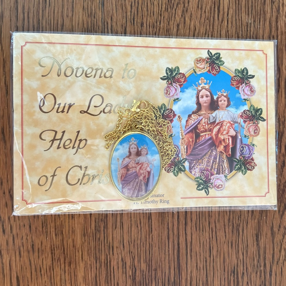 Madonna and Child Holy Necklace and Novena Card -New in Package